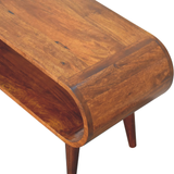 Artisan Furniture Solid Wood Amaya Nordic Style Coffee Table with Open Slot – Rounded Edges, Dark Brown