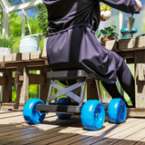 Outsunny Garden Cart with Seat, Tool Tray and Wheels – Comfortable Kneeler for Weeding and Planting, Blue