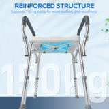 HOMCOM Rust-Free Aluminium Bath Chair with 6-Level Adjustable Height & Anti-Slip Mats – Light Blue