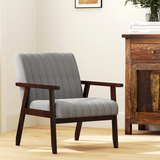 HOMCOM Modern Upholstered Accent Armchair with Padded Seat & Armrests – Bedroom or Living Room, Grey