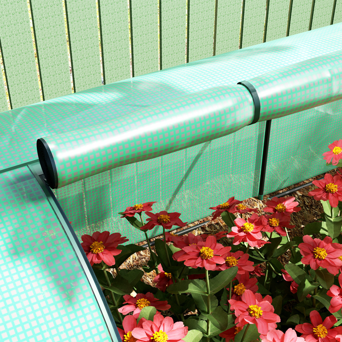 Outsunny Tunnel Greenhouse with Steel Frame & Zipped Doors, 395 x 100 x 80cm – Plant Protection, Green