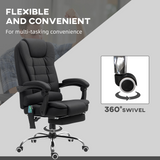 Vinsetto Heated Massage Office Chair with 6-Point Vibration, 135° Recline & Footrest – Black Linen-Feel