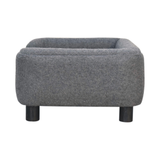 Artisan Furniture Mini Pet Sofa Bed in Solid Wood with Grey Tweed Upholstery – Padded Cushions for Small Pets