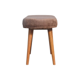 Artisan Furniture Solid Wood Mocha Faux Fur Bench – Upholstered Bedroom & Living Room Seat, Oak-ish Legs, Brown