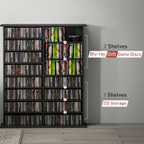 HOMCOM CD and DVD Storage Tower – Holds 720 CDs or 396 DVDs/Blu-rays, Black