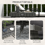Outsunny Foldable Outdoor Coffee Table with Steel Frame and PE Rattan Top – Garden Side Table, Mixed Grey