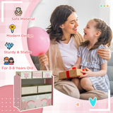 ZONEKIZ Kids Storage Unit with 6 Boxes – Children's Toy Storage Organiser for Ages 3-8, Pink