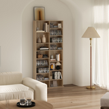 HOMCOM CD & DVD Storage Tower with 18 Compartments – Holds 640 CDs or 360 DVDs, Natural Wood Finish