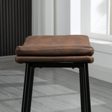 HOMCOM Upholstered Curved Seat Breakfast Bar Stools with Footrest – Set of 2, Brown