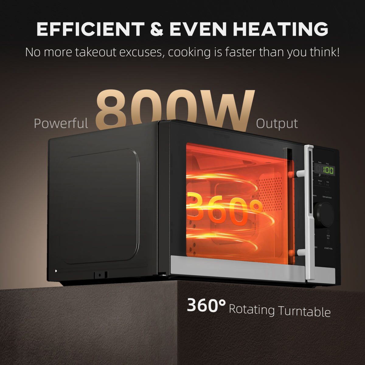 HOMCOM 23L Digital Microwave Oven with Auto Cook, 10 Power Levels, Eco Mode & Glass Turntable