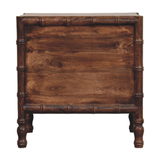Artisan Furniture Solid Mango Wood Bamboo Frame Nightstand, 2 Drawers & Brass Knobs – Roasted Almond