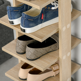 7-Tier Wooden Shoe Rack Display Shelf – Slim Vertical Hallway Storage, Oak