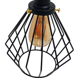 LEDSone Vintage Industrial Adjustable Cage Wall Lamp with E27 Holder – Retro Metal Wall Sconce, Black
