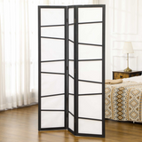 HOMCOM 3 Panel Folding Room Divider Privacy Screen with Paulownia Wood Frame – Space Divider