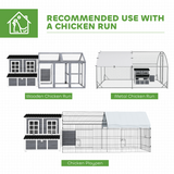 PawHut Wooden Chicken Coop with Nesting Box & Pull-Out Tray for 4-6 Chickens, 100 x 86 x 100cm, Light Grey