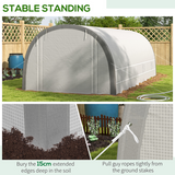 Outsunny 6 x 3m Polytunnel Greenhouse Kit with Mesh Door, Side Windows and 15 Plant Labels – Galvanised Steel, White