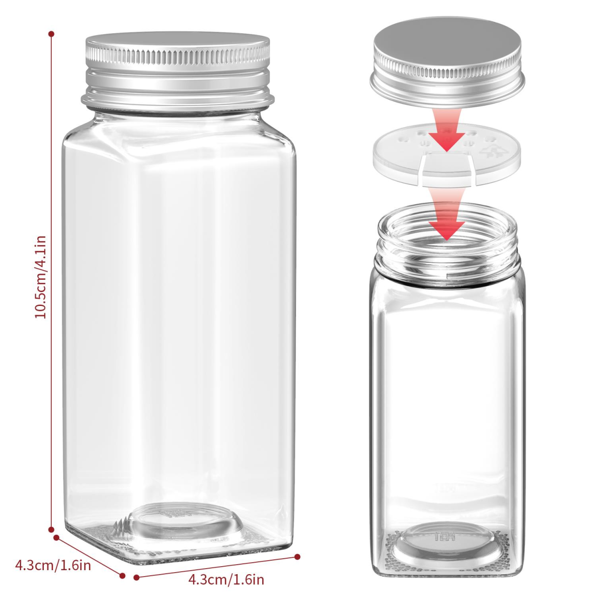 VINSANI 25-Piece Glass Spice Jar Set with Airtight Lids – Reusable Kitchen Storage Jars