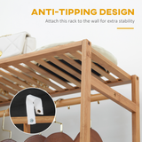 HOMCOM Bamboo Clothes Rail with 6-Tier Shelf & Hanging Rod – 145cm Open Wardrobe Garment Rack