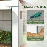 Outsunny Walk-in Lean-to Greenhouse with Roll-up Door & 2 Mesh Windows, UV-Protective PE Cover, 196x77cm – White