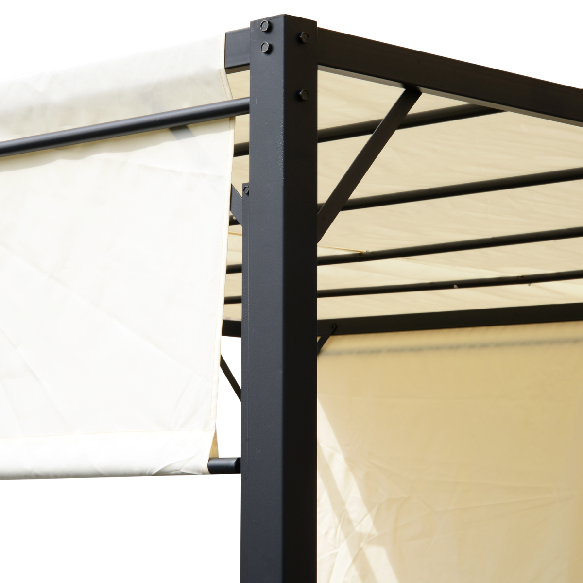 Outsunny 3 x 3m Retractable Metal Pergola with Adjustable Canopy & Steel Frame – Garden Gazebo