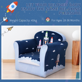HOMCOM Kids Mini Sofa Armchair with Solid Wood Frame – Rocket Design Toddler Seat, 18 Months+