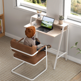 HOMCOM Two-Tier Computer Workstation Desk with Storage Shelf, Steel Frame – Home Office Study Table, White & Oak