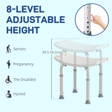 HOMCOM Mobility Shower and Bath Stool with Adjustable Height and Non-Slip Suction Feet – Aluminium Seat