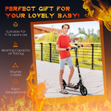 HOMCOM Foldable Kids Kick Scooter with Adjustable Height, Rear Brake and 8-Inch Wheels