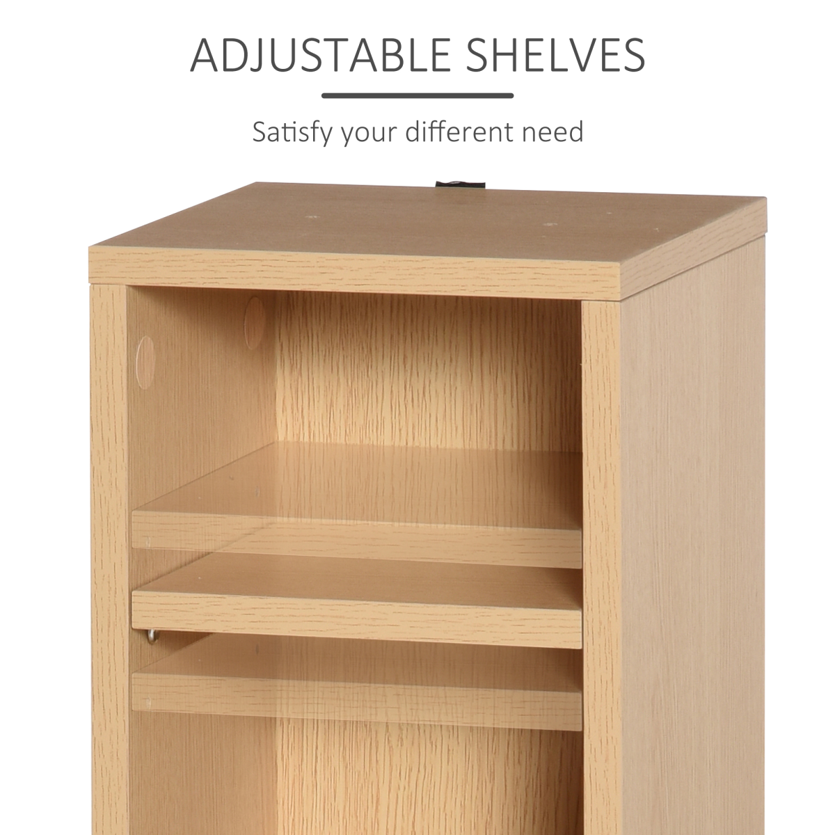 Set of 2 CD & Media Tower Racks with Adjustable Shelves – Slim Storage for CDs, DVDs & Games, Wood Colour