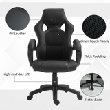 Vinsetto Executive Racing Gaming Chair with Adjustable Height and 360° Swivel – PU Leather Desk Chair, Black
