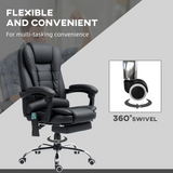 Vinsetto Heated Massage Office Chair with 6-Point Vibration, 135° Recline & Footrest – Black PU Leather