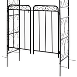 Outsunny Metal Garden Arch Gate with Double Doors & Side Trellis – Decorative Arbor for Climbing Plants, Black