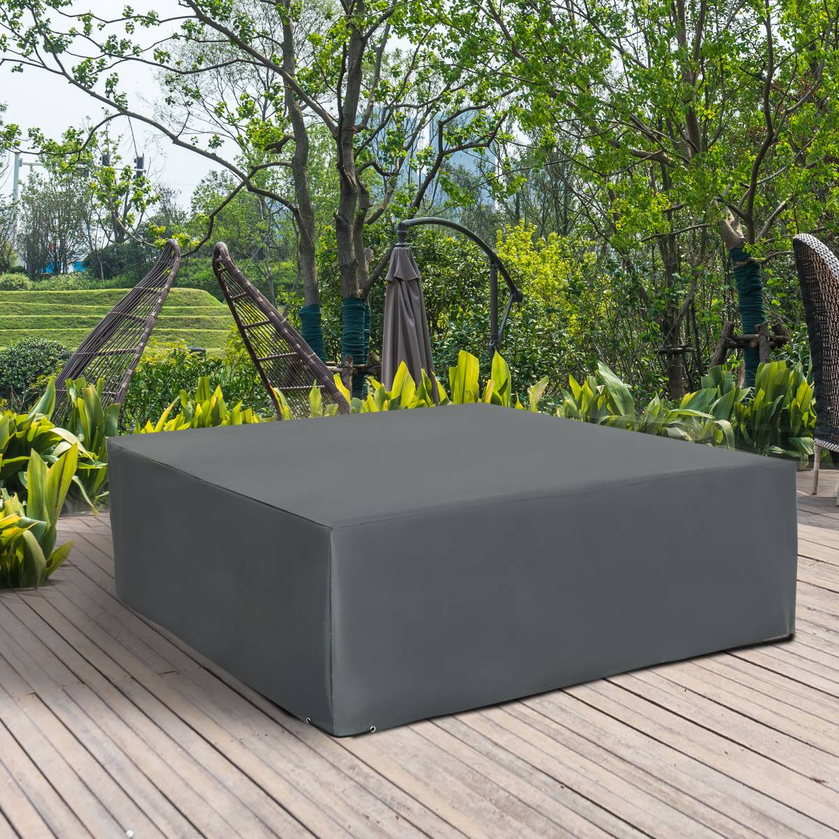 Outsunny Water & UV Resistant Garden Furniture Cover, 205 x 192cm – Oxford Fabric Patio Protection, Grey