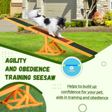 Pawhut Wooden Dog Seesaw Agility Training Equipment with Anti-slip Surface – Outdoor Pet Exercise