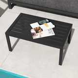 Outsunny Outdoor Side Table with Slatted Top & Galvanised Steel Frame – Patio, Balcony & Garden Table, Black