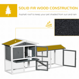 Pawhut Two-Tier Wooden Rabbit Hutch with Run Box, Slide-Out Tray & Ramp – Outdoor Small Animal House
