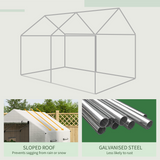 Outsunny 2 x 3m Tunnel Greenhouse with UV PE Cover, Wide Roll-Up Door & Windows – Steel Frame, White