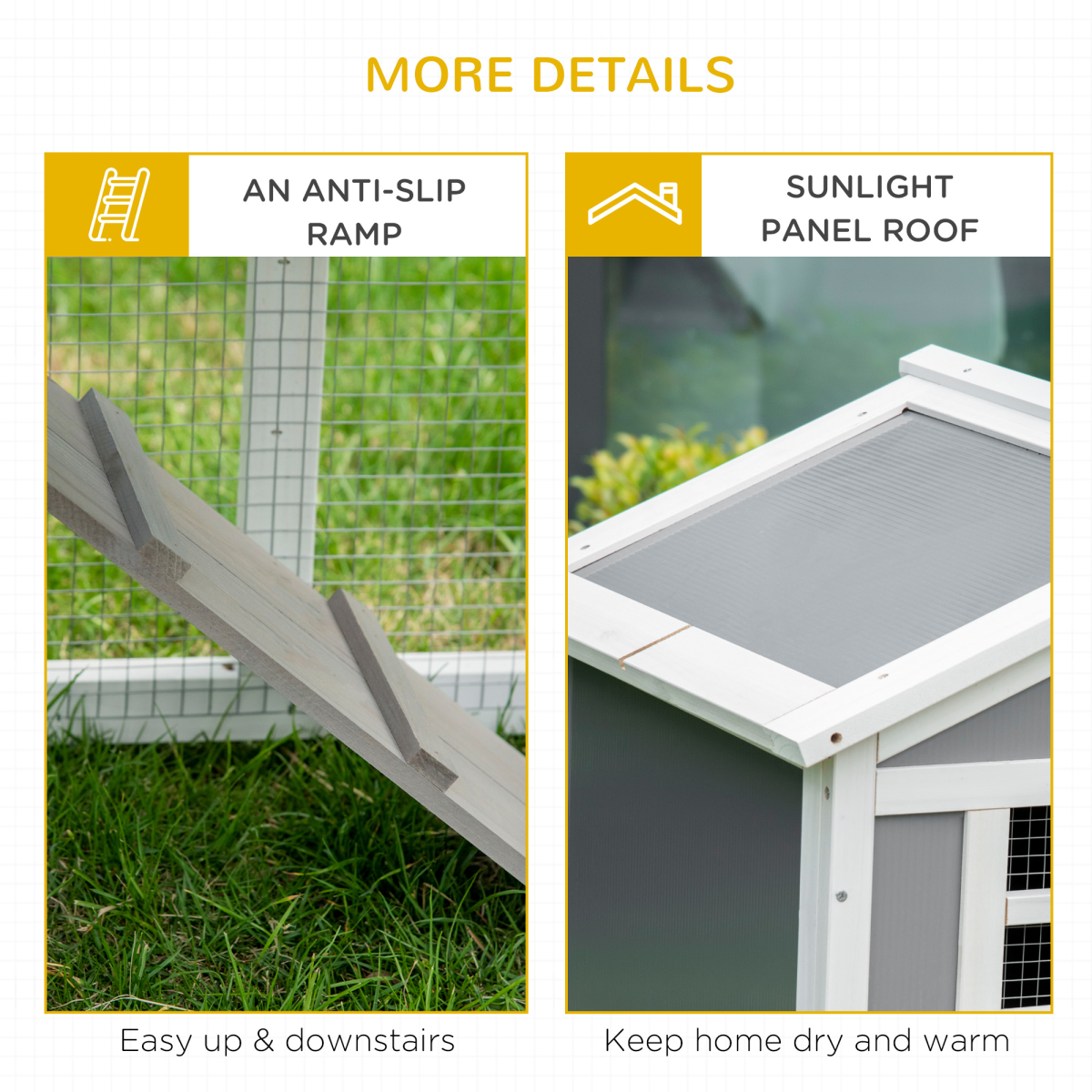 Pawhut Two-Tier Wooden Rabbit Hutch & Guinea Pig Cage with Sunlight Roof, Ramp & Slide-Out Tray – Outdoor Small Pet House