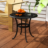 Outsunny Cast Aluminium Garden Side Table with Adjustable Footpads, 60kg Capacity – Outdoor Patio Table, Black