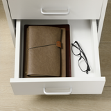 Computer Writing Desk with 5 Drawers & Lockable Drawer – White Home Office Desk with Open Shelf