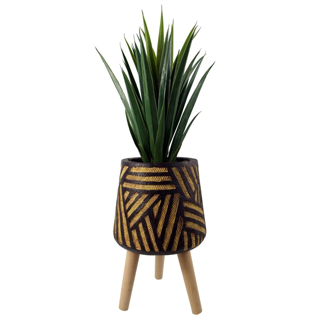 Bali Large Planter, 45cm x 28cm – Garden Plant Pot for Patio & Home, Brown & Yellow