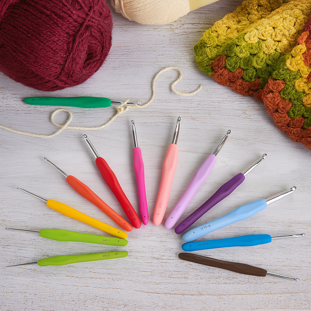 Avilo Set of 12 Ergonomic Crochet Hooks – Comfortable Crafting Tools for Beginners and Experts