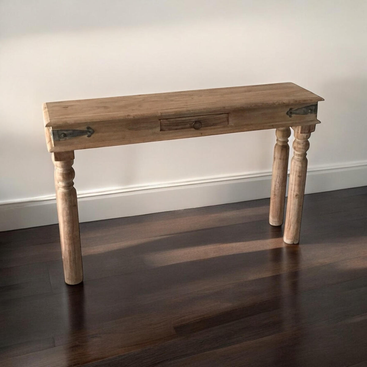 AcaciaHome 120cm Wooden Console Table with Storage Drawers – Slim Hallway and Entryway Table, Modern Design