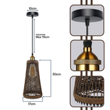 LEDSone Natural Rattan Wicker Pendant Light Shade, 30 x 17cm – Vintage Style Ceiling Light for Kitchen, Dining & Living Room