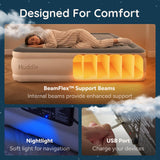 Huddle Never Deflate Air Bed with Dual-Action Pump, Comfort Dial & Nightlight – Single