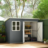 Outsunny 8.5x6ft Galvanised Steel Garden Shed with Foundation Kit, Window & Vents – Lockable Storage, Dark Grey