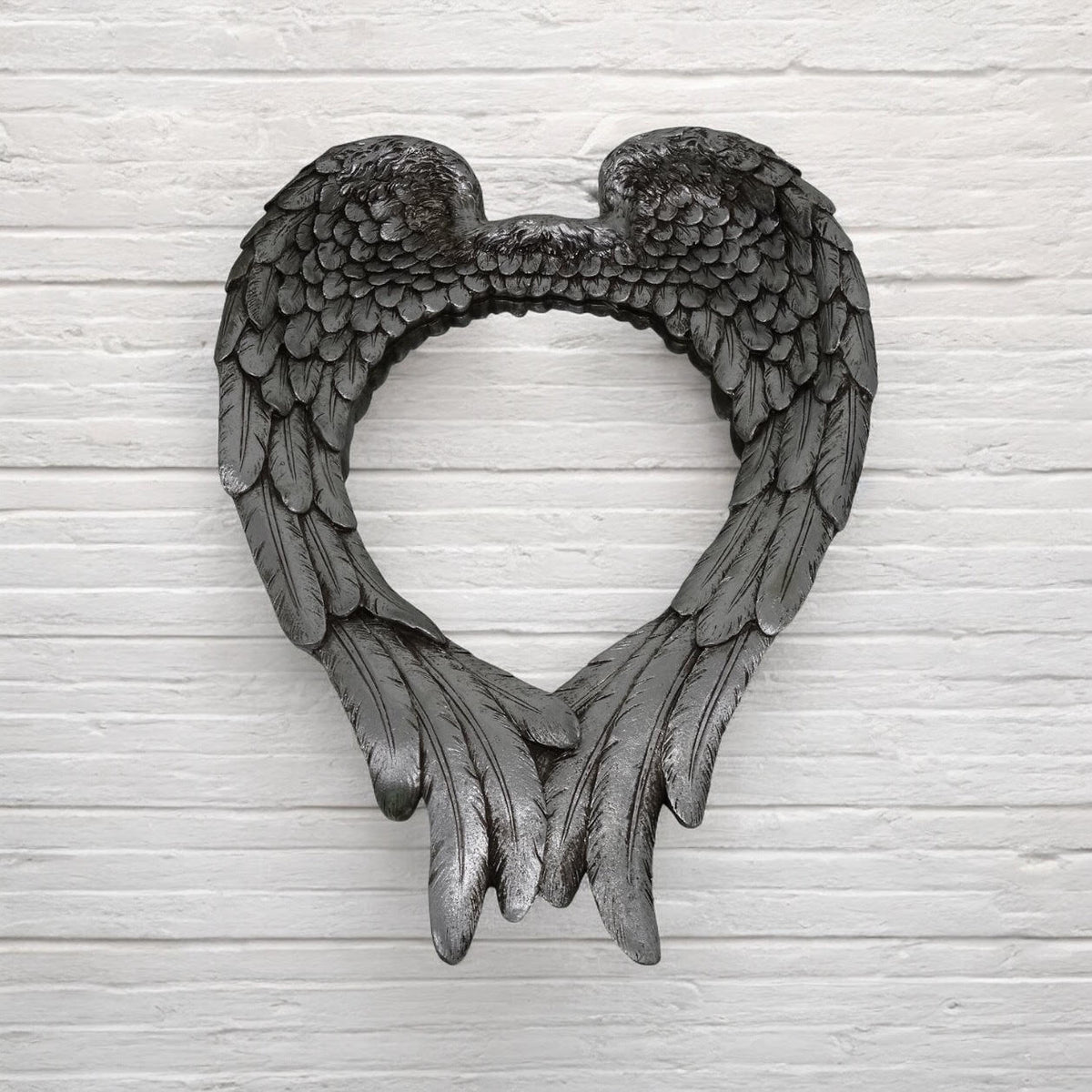 AcaciaHome Antique Silver Wall Mirror with Wing Design, 57cm – Decorative Focal Point for Any Room