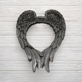 AcaciaHome Antique Silver Wall Mirror with Wing Design, 57cm – Decorative Focal Point for Any Room