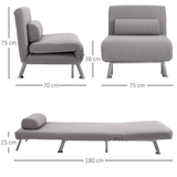 Grey Armless Chair Bed converted into bed position
