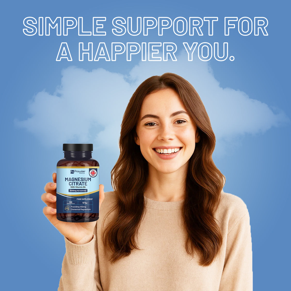 Prowise Magnesium Citrate Capsules 1500mg with Vitamin B6 – 120 Vegan Capsules, 450mg Elemental Mg
